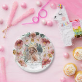 Pink mädchenhafte Foto-Abschlussfeier Pappteller (Party)