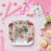 Pink mädchenhafte Foto-Abschlussfeier Pappteller (Party)