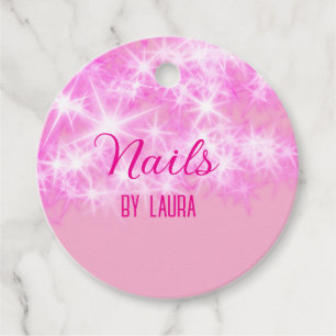 Pink mädchenhafte Glitzer Nägel hinzufügen Namen W Geschenkanhänger