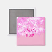 Pink mädchenhafte Glitzer Nägel hinzufügen Namen W Magnet (Vorderseite/Rückseite)