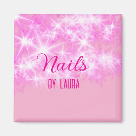 Pink mädchenhafte Glitzer Nägel hinzufügen Namen W Magnet