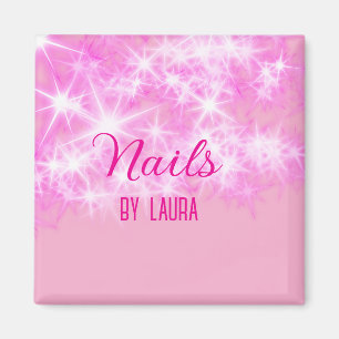 Pink mädchenhafte Glitzer Nägel hinzufügen Namen W Magnet