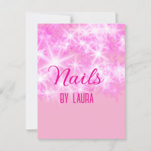 Pink mädchenhafte Glitzer Nägel hinzufügen Namen W Postkarte