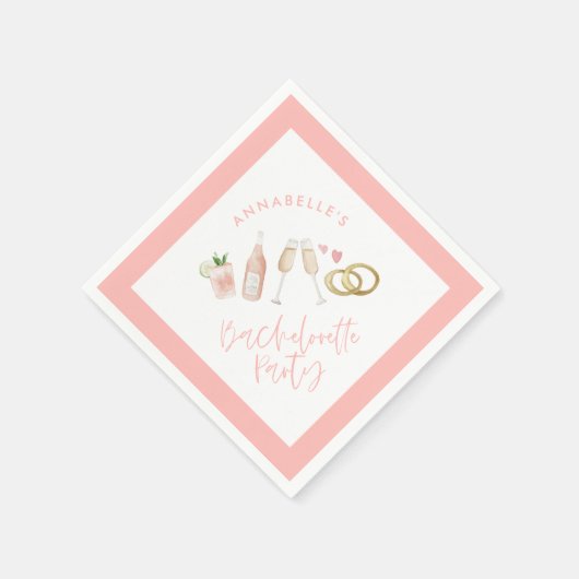 Pink mädchenhafte moderne Cocktail Drehbuch-Bachel Serviette (Ecke)