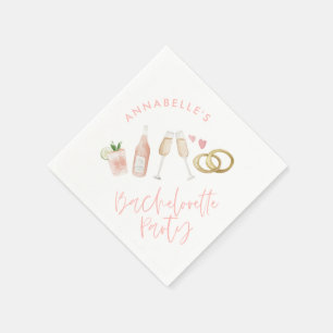 Pink mädchenhafte moderne Cocktail-Skript-Bachelor Serviette