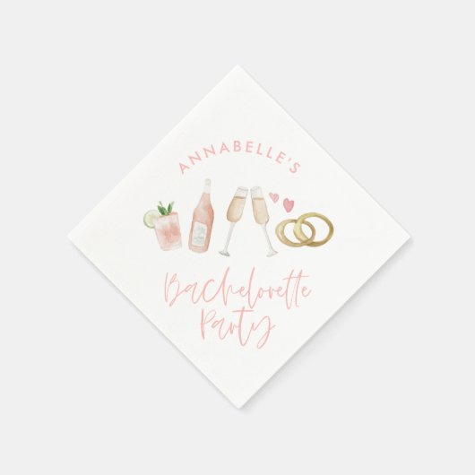 Pink mädchenhafte moderne Cocktail-Skript-Bachelor Serviette (Ecke)