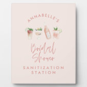 Pink mädchenhafte moderne Script Brautparty Saniti Fotoplatte (Vorderseite)