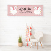 Pink mädchenhafte niedliche Schwan elegantes Babyd Banner (Insitu)