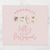 Pink mädchenhafte Wasserfarbe 50 und fabelhafter G Bierflaschenetikett (Einzelnes Label)