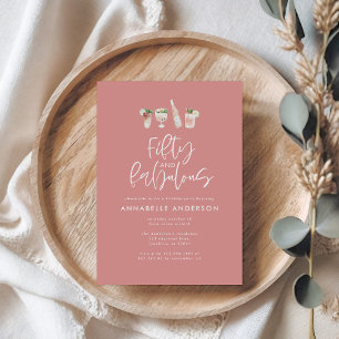 Pink mädchenhafte Wasserfarbe 50 und fabelhafter G Einladung