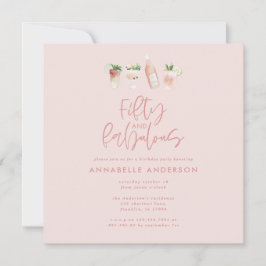 Pink mädchenhafte Wasserfarbe 50 und fabelhafter G Einladung