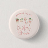 Pink mädchenhaftes, modernes Cocktailskript-Brautp Button (Vorderseite)