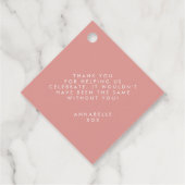 Pink mädchenhaftes, modernes Cocktailskript-Brautp Geschenkanhänger (Rückseite)