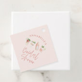 Pink mädchenhaftes, modernes Cocktailskript-Brautp Geschenkanhänger (Beispiel)