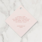 Pink mädchenhaftes, modernes Cocktailskript-Brautp Geschenkanhänger (Rückseite)