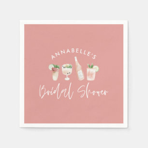 Pink mädchenhaftes, modernes Cocktailskript-Brautp Serviette