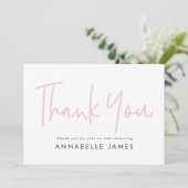 Pink mädchenmoderne Typografie stylish danke Einladung (Stehend Vorderseite)