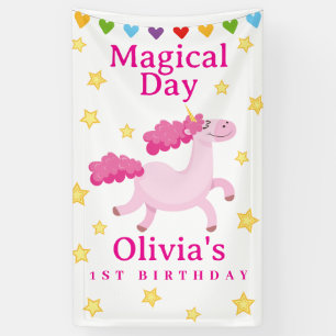 Pink Madical Day first Unicorn Geburtstag Stern Banner