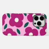 Pink Magenta Abstrakt Retro Blume Muster Case-Mate iPhone Hülle (Rückseite (Horizontal))