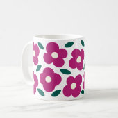 Pink Magenta Abstrakt Retro Blume Muster Kaffeetasse (Vorderseite Links)