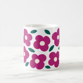 Pink Magenta Abstrakt Retro Blume Muster Kaffeetasse (Mittel)