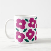 Pink Magenta Abstrakt Retro Blume Muster Kaffeetasse (Links)