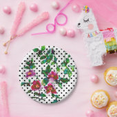 Pink magenta Aquarelltöne Rose Retro Polka Punkte Pappteller (Party)