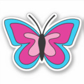 Pink Magenta Blue Butterfly Aufkleber (Vorderseite)