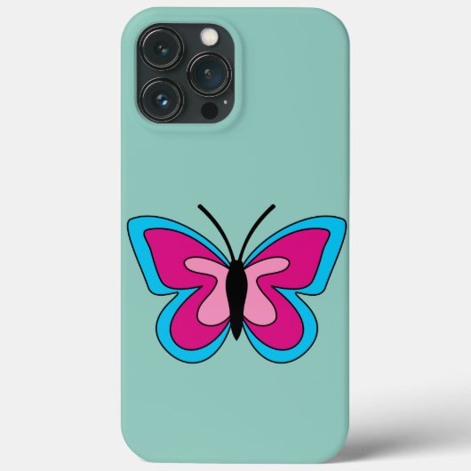 Pink Magenta Blue Butterfly Case-Mate iPhone Hülle (Rückseite)