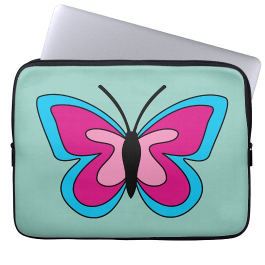 Pink Magenta Blue Butterfly Laptopschutzhülle (Vorderseite)