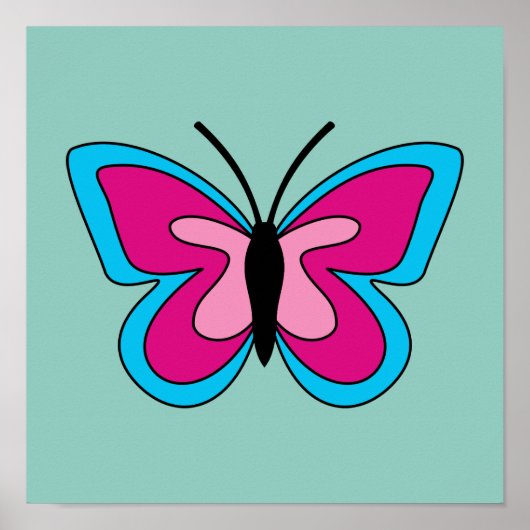 Pink Magenta Blue Butterfly Poster (Vorne)