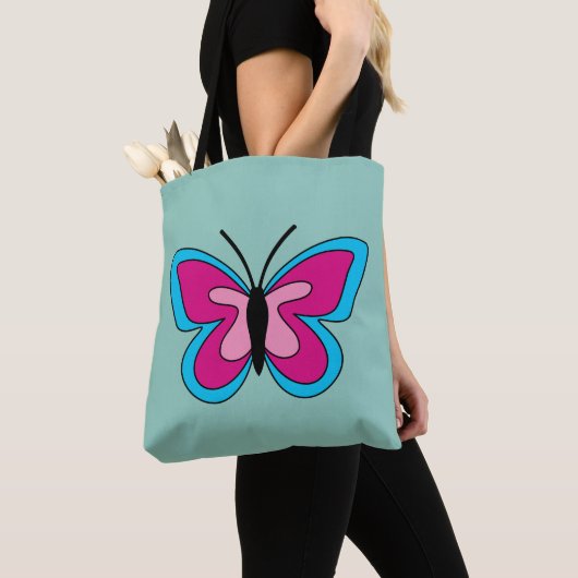 Pink Magenta Blue Butterfly Tasche (Von Nahem)
