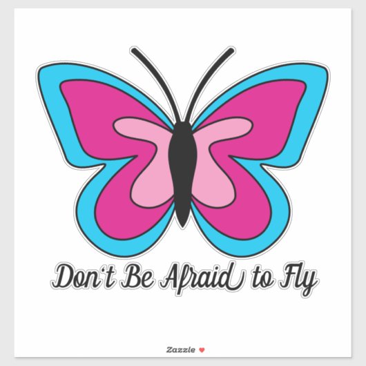 Pink Magenta Blue Butterfly | Text hinzufügen Aufkleber (Blatt)