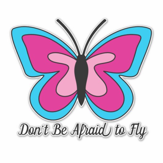 Pink Magenta Blue Butterfly | Text hinzufügen Aufkleber (Vorderseite)