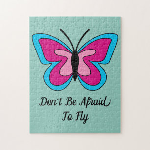 Pink Magenta Blue Butterfly Text hinzufügen Puzzle