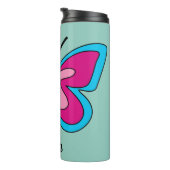 Pink Magenta Blue Butterfly | Text hinzufügen Thermosbecher (Nach rechts gedreht)