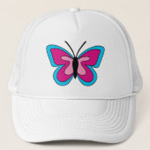 Pink Magenta Blue Butterfly Truckerkappe (Vorderseite)