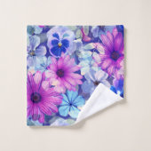 Pink Magenta Blumenmuster Badhandtuch Set (Waschlappen)