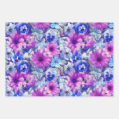 Pink Magenta Blumenmuster Geschenkpapier Set (Vorderseite 3)