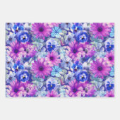 Pink Magenta Blumenmuster Geschenkpapier Set (Vorderseite)