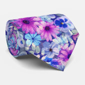 Pink Magenta Blumenmuster Krawatte (Gerollt)