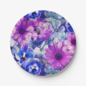 Pink Magenta Blumenmuster Pappteller (Vorderseite)