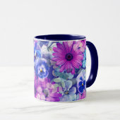 Pink Magenta Blumenmuster Tasse (VorderseiteRechts)