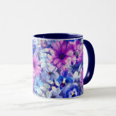 Pink Magenta Blumenmuster Tasse (VorderseiteRechts)