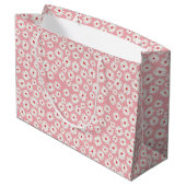 Pink magenta daisa Blume Muster Große Geschenktüte (Rückseite Schrägansicht)