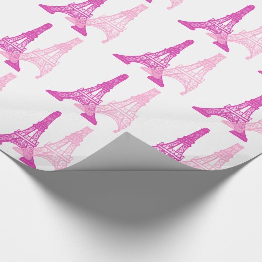 Pink & Magenta Eiffel Tower Geschenk Wraps Geschenkpapier (Ecke)