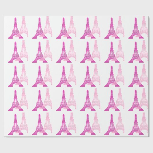 Pink & Magenta Eiffel Tower Geschenk Wraps Geschenkpapier (Flach)
