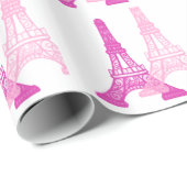 Pink & Magenta Eiffel Tower Geschenk Wraps Geschenkpapier (Rolleneckpunkt)