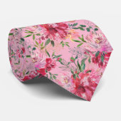 Pink Magenta Flora Neck Tie Krawatte (Gerollt)