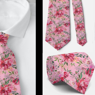 Pink Magenta Flora Neck Tie Krawatte
